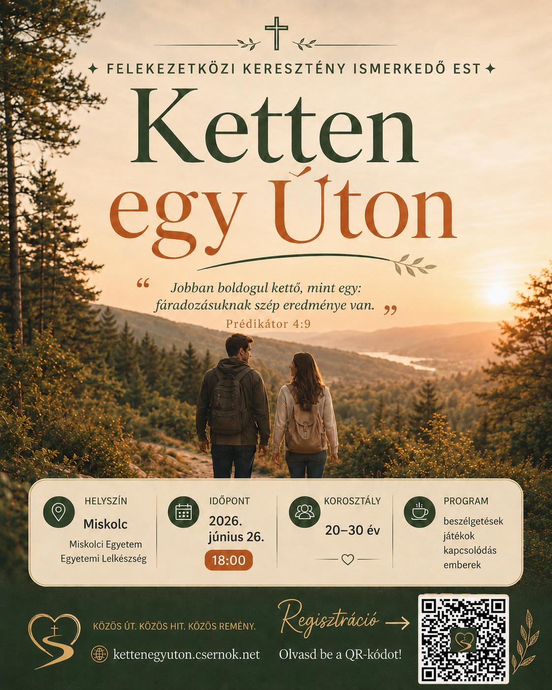 Ketten Egy Úton keresztény ismerkedő est plakátja